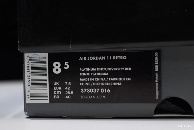 378037-016 Retro Air Jordan Platinum 11 Tint 0825
